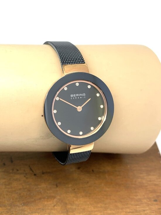 Bering Women\'s Watch 11429-367 Quartz Rose Gold Blue Mother of Pearl Ceramic